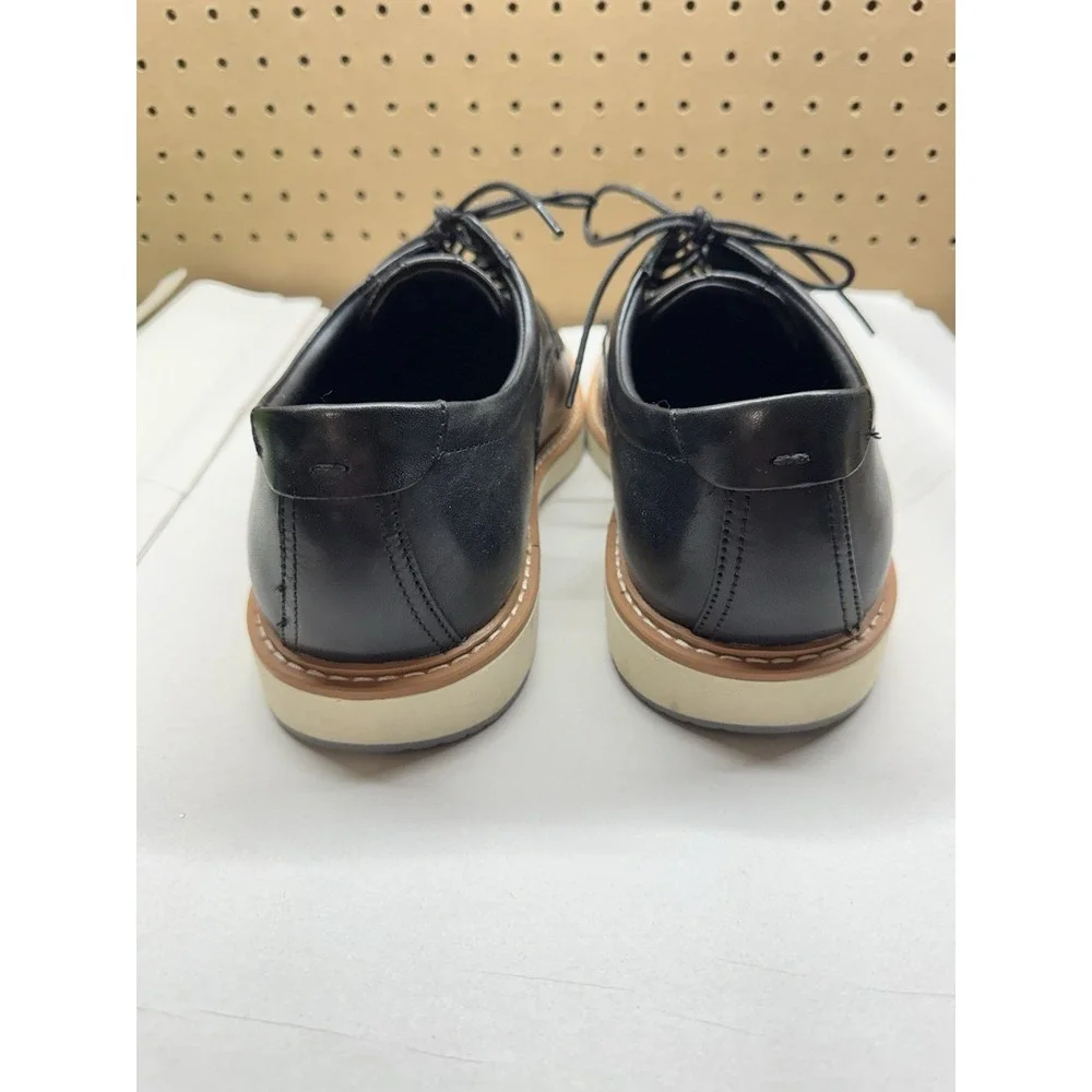 Mens Nordstrom Rack Eugene Black Leather Formal Comfort Shoes‎ Size 12 M GUC